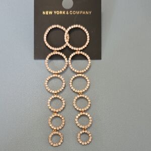 New York & Company Gold Multi-Circle Earrings